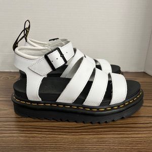 Dr. Martens BLAIRE White Leather Ankle Strap Platform Sandals Women’s Size 7